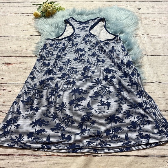 Vineyard Vines Tropical Palm Print Racerback Swing Dress Nlue Sz L - Picture 9 of 9